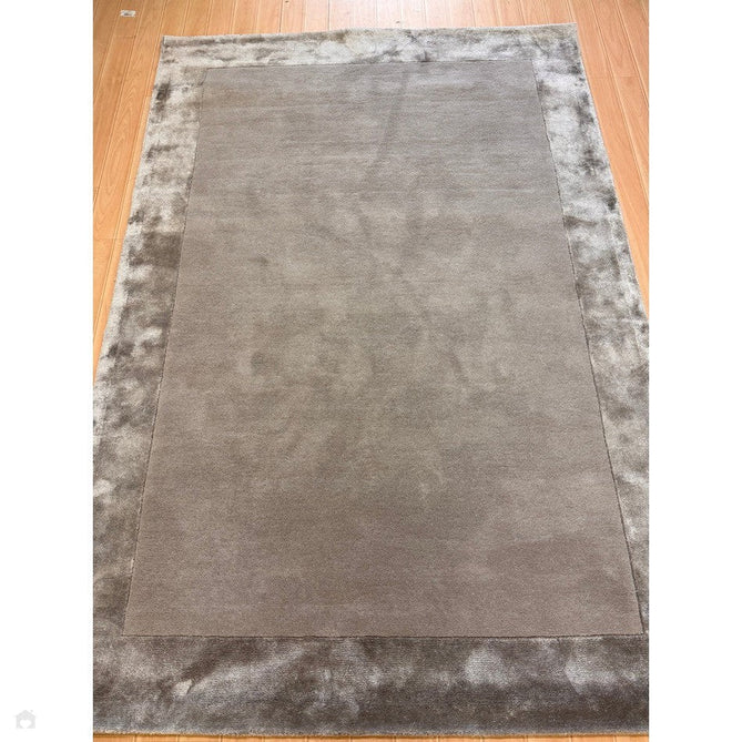 Ascot Modern Plain Hand-Woven Wool Centred Loop Pile Metallic Shimmer Wide Viscose Border Silver Rug-Asiatic Carpets-Rug Love - The Most Loved Rug Store