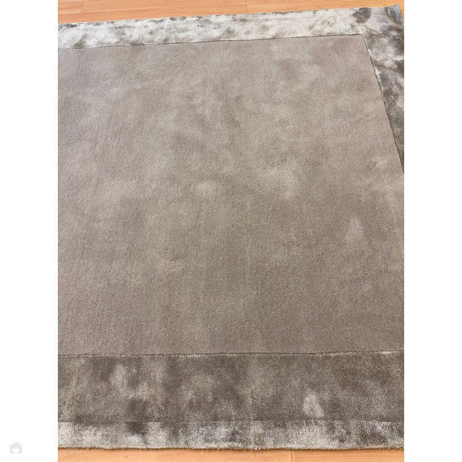 Ascot Modern Plain Hand-Woven Wool Centred Loop Pile Metallic Shimmer Wide Viscose Border Silver Rug-Asiatic Carpets-Rug Love - The Most Loved Rug Store