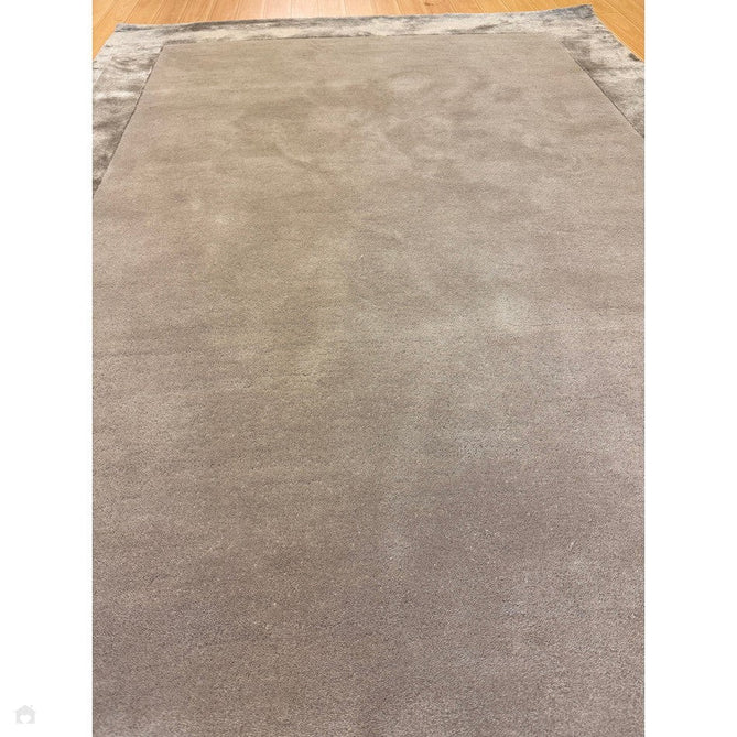 Ascot Modern Plain Hand-Woven Wool Centred Loop Pile Metallic Shimmer Wide Viscose Border Silver Rug-Asiatic Carpets-Rug Love - The Most Loved Rug Store