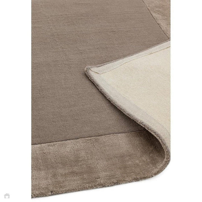 Ascot Modern Plain Hand-Woven Wool Centred Loop Pile Metallic Shimmer Wide Viscose Border Soft Taupe/Champagne Taupe Rug-Asiatic Carpets-Rug Love - The Most Loved Rug Store
