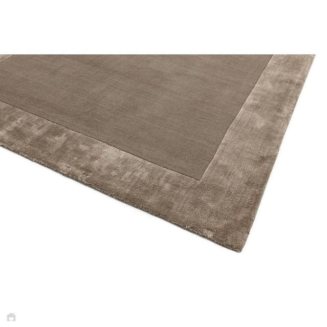 Ascot Modern Plain Hand-Woven Wool Centred Loop Pile Metallic Shimmer Wide Viscose Border Soft Taupe/Champagne Taupe Rug-Asiatic Carpets-Rug Love - The Most Loved Rug Store