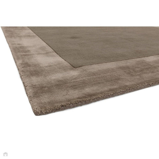 Ascot Modern Plain Hand-Woven Wool Centred Loop Pile Metallic Shimmer Wide Viscose Border Soft Taupe/Champagne Taupe Rug-Asiatic Carpets-Rug Love - The Most Loved Rug Store