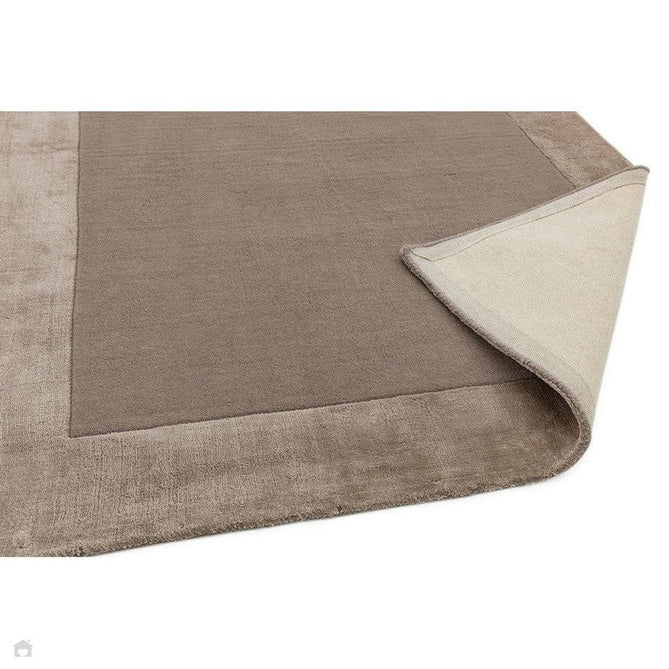 Ascot Modern Plain Hand-Woven Wool Centred Loop Pile Metallic Shimmer Wide Viscose Border Soft Taupe/Champagne Taupe Rug-Asiatic Carpets-Rug Love - The Most Loved Rug Store