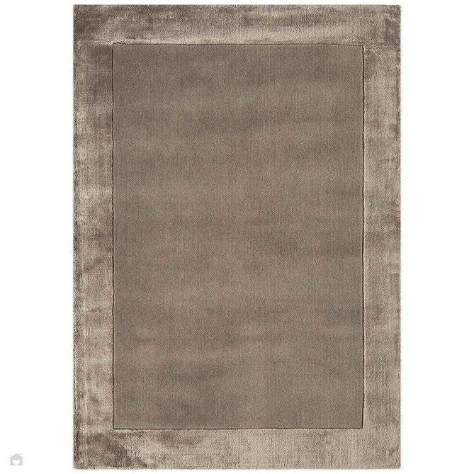 Ascot Modern Plain Hand-Woven Wool Centred Loop Pile Metallic Shimmer Wide Viscose Border Soft Taupe/Champagne Taupe Rug-Asiatic Carpets-Rug Love - The Most Loved Rug Store