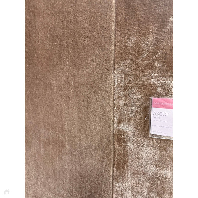 Ascot Modern Plain Hand-Woven Wool Centred Loop Pile Metallic Shimmer Wide Viscose Border Soft Taupe/Champagne Taupe Rug-Asiatic Carpets-Rug Love - The Most Loved Rug Store