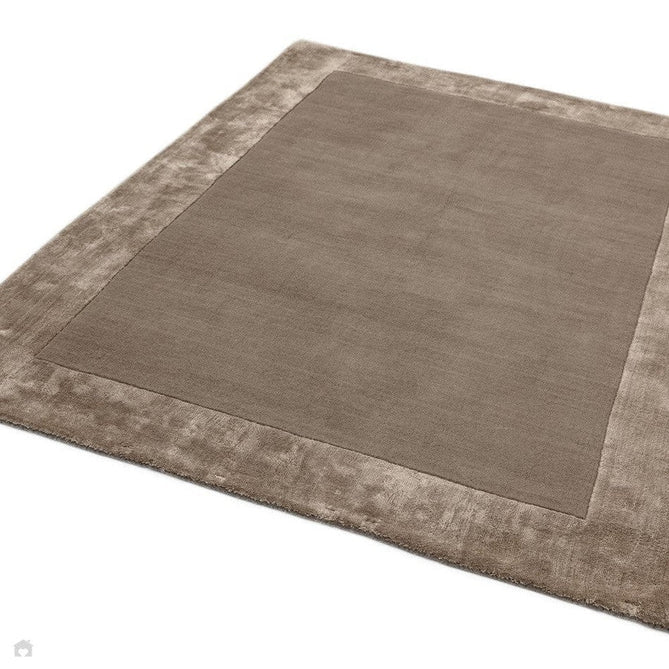 Ascot Modern Plain Hand-Woven Wool Centred Loop Pile Metallic Shimmer Wide Viscose Border Soft Taupe/Champagne Taupe Rug-Asiatic Carpets-Rug Love - The Most Loved Rug Store