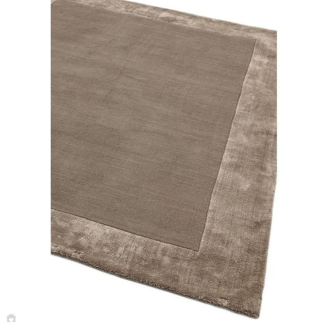 Ascot Modern Plain Hand-Woven Wool Centred Loop Pile Metallic Shimmer Wide Viscose Border Soft Taupe/Champagne Taupe Rug-Asiatic Carpets-Rug Love - The Most Loved Rug Store
