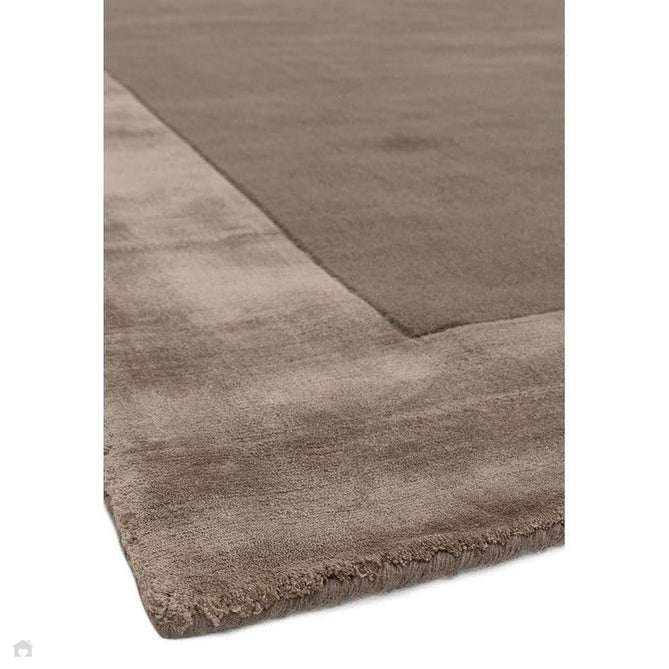 Ascot Modern Plain Hand-Woven Wool Centred Loop Pile Metallic Shimmer Wide Viscose Border Soft Taupe/Champagne Taupe Rug-Asiatic Carpets-Rug Love - The Most Loved Rug Store