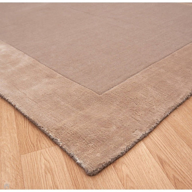 Ascot Modern Plain Hand-Woven Wool Centred Loop Pile Metallic Shimmer Wide Viscose Border Warm Sand Beige/Golden Taupe Rug-Asiatic Carpets-Rug Love - The Most Loved Rug Store