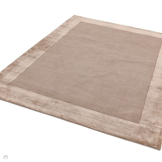 Ascot Modern Plain Hand-Woven Wool Centred Loop Pile Metallic Shimmer Wide Viscose Border Warm Sand Beige/Golden Taupe Rug-Asiatic Carpets-Rug Love - The Most Loved Rug Store