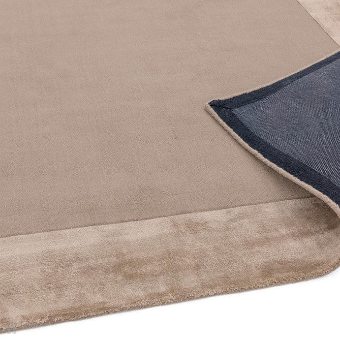 Ascot Modern Plain Hand-Woven Wool Centred Loop Pile Metallic Shimmer Wide Viscose Border Warm Sand Beige/Golden Taupe Rug-Asiatic Carpets-Rug Love - The Most Loved Rug Store