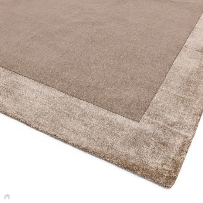 Ascot Modern Plain Hand-Woven Wool Centred Loop Pile Metallic Shimmer Wide Viscose Border Warm Sand Beige/Golden Taupe Rug-Asiatic Carpets-Rug Love - The Most Loved Rug Store