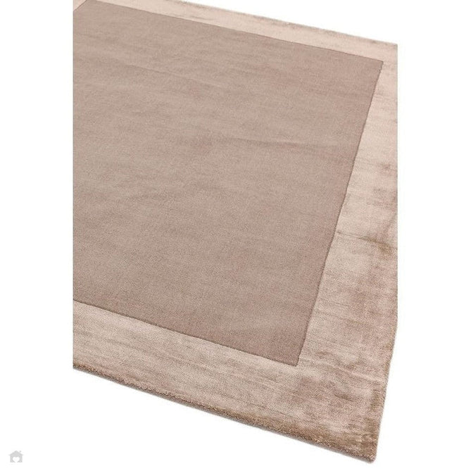 Ascot Modern Plain Hand-Woven Wool Centred Loop Pile Metallic Shimmer Wide Viscose Border Warm Sand Beige/Golden Taupe Rug-Asiatic Carpets-Rug Love - The Most Loved Rug Store