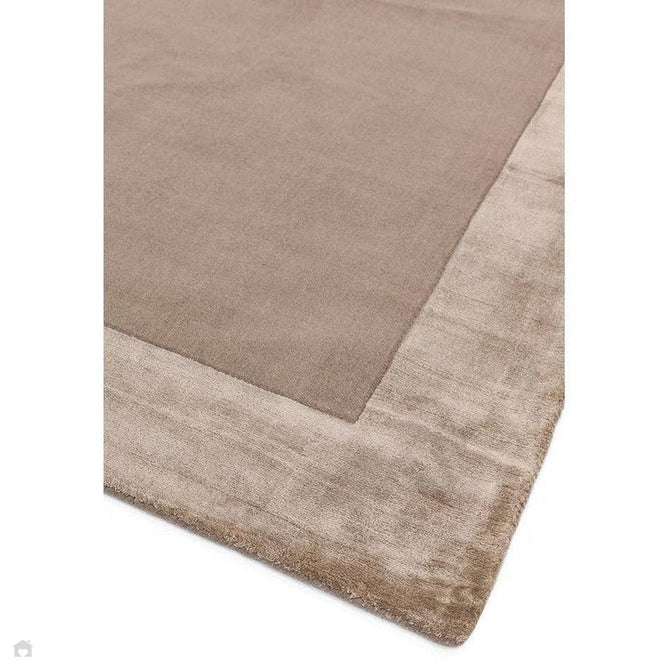 Ascot Modern Plain Hand-Woven Wool Centred Loop Pile Metallic Shimmer Wide Viscose Border Warm Sand Beige/Golden Taupe Rug-Asiatic Carpets-Rug Love - The Most Loved Rug Store