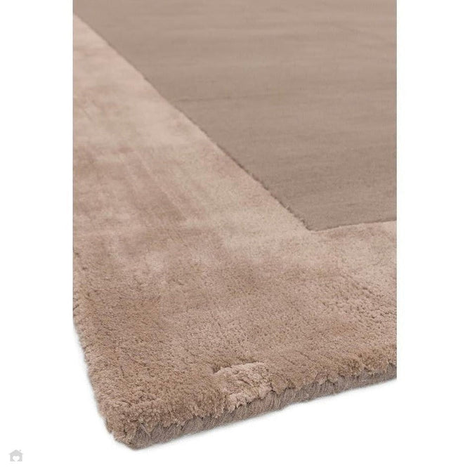 Ascot Modern Plain Hand-Woven Wool Centred Loop Pile Metallic Shimmer Wide Viscose Border Warm Sand Beige/Golden Taupe Rug-Asiatic Carpets-Rug Love - The Most Loved Rug Store