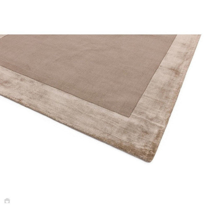 Ascot Modern Plain Hand-Woven Wool Centred Loop Pile Metallic Shimmer Wide Viscose Border Warm Sand Beige/Golden Taupe Rug-Asiatic Carpets-Rug Love - The Most Loved Rug Store