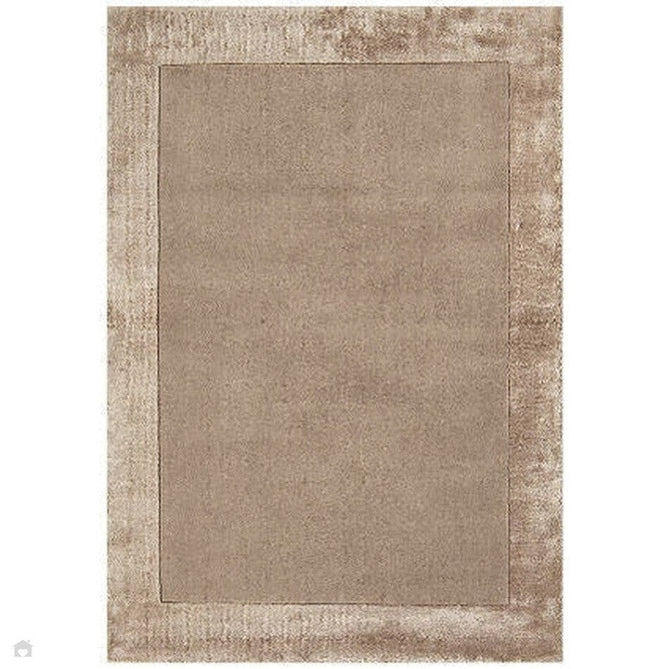 Ascot Modern Plain Hand-Woven Wool Centred Loop Pile Metallic Shimmer Wide Viscose Border Warm Sand Beige/Golden Taupe Rug-Asiatic Carpets-Rug Love - The Most Loved Rug Store