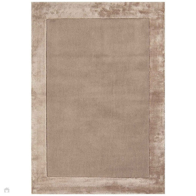 Ascot Modern Plain Hand-Woven Wool Centred Loop Pile Metallic Shimmer Wide Viscose Border Warm Sand Beige/Golden Taupe Rug-Asiatic Carpets-Rug Love - The Most Loved Rug Store