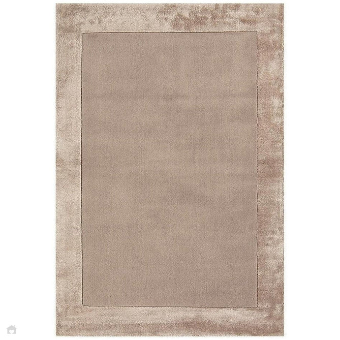Ascot Modern Plain Hand-Woven Wool Centred Loop Pile Metallic Shimmer Wide Viscose Border Warm Sand Beige/Golden Taupe Rug-Asiatic Carpets-Rug Love - The Most Loved Rug Store