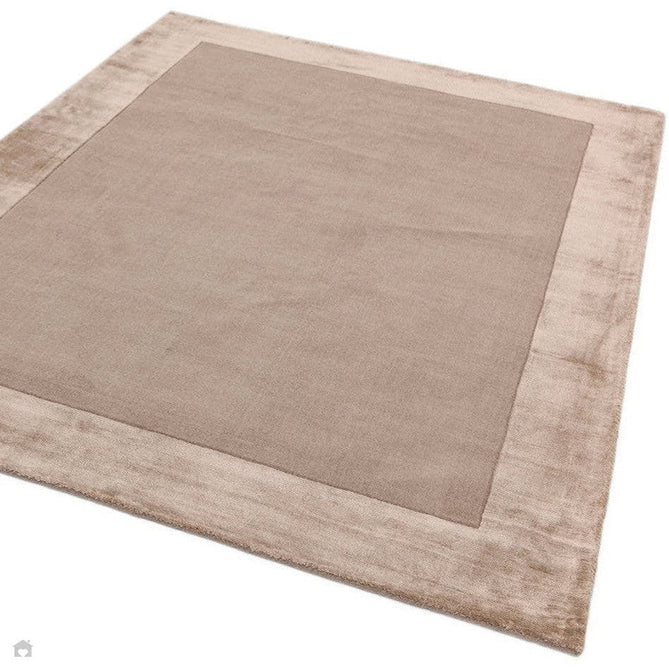 Ascot Modern Plain Hand-Woven Wool Centred Loop Pile Metallic Shimmer Wide Viscose Border Warm Sand Beige/Golden Taupe Rug-Asiatic Carpets-Rug Love - The Most Loved Rug Store