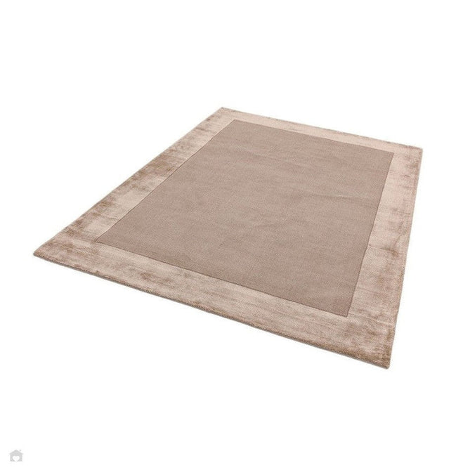 Ascot Modern Plain Hand-Woven Wool Centred Loop Pile Metallic Shimmer Wide Viscose Border Warm Sand Beige/Golden Taupe Rug-Asiatic Carpets-Rug Love - The Most Loved Rug Store