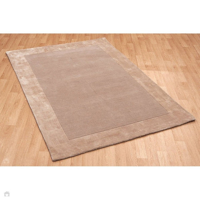 Ascot Modern Plain Hand-Woven Wool Centred Loop Pile Metallic Shimmer Wide Viscose Border Warm Sand Beige/Golden Taupe Rug-Asiatic Carpets-Rug Love - The Most Loved Rug Store