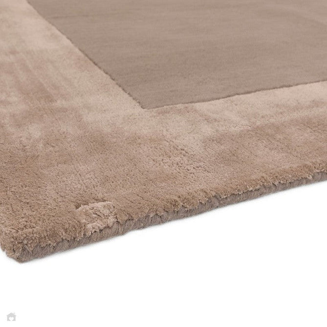 Ascot Modern Plain Hand-Woven Wool Centred Loop Pile Metallic Shimmer Wide Viscose Border Warm Sand Beige/Golden Taupe Rug-Asiatic Carpets-Rug Love - The Most Loved Rug Store