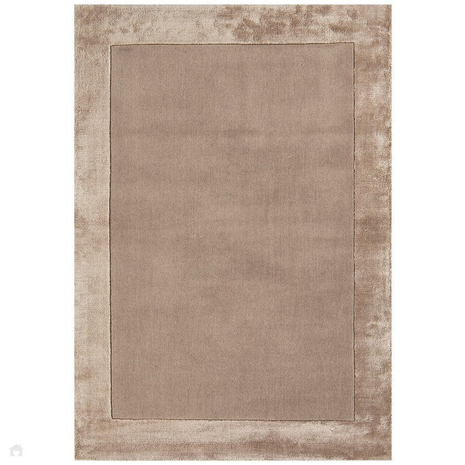 Ascot Modern Plain Hand-Woven Wool Centred Loop Pile Metallic Shimmer Wide Viscose Border Warm Sand Beige/Golden Taupe Rug-Asiatic Carpets-Rug Love - The Most Loved Rug Store