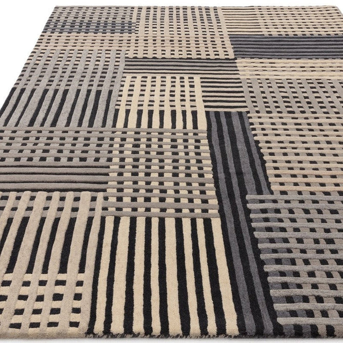 Aspect Modern Geometric Basketweave Hand-Woven High-Density Heavyweight Space-Dyed Textured Hi-Low Wool Grey/Charcoal/Beige Rug-Asiatic Carpets-Rug Love - The Most Loved Rug Store