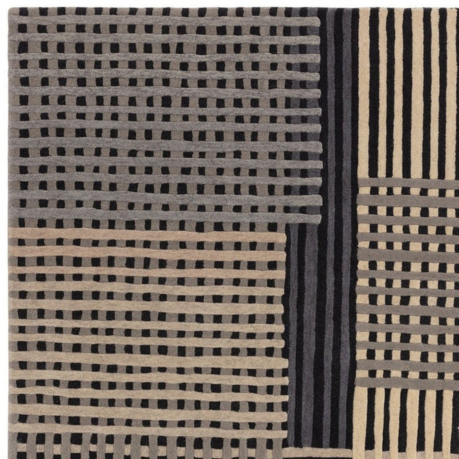 Aspect Modern Geometric Basketweave Hand-Woven High-Density Heavyweight Space-Dyed Textured Hi-Low Wool Grey/Charcoal/Beige Rug-Asiatic Carpets-Rug Love - The Most Loved Rug Store