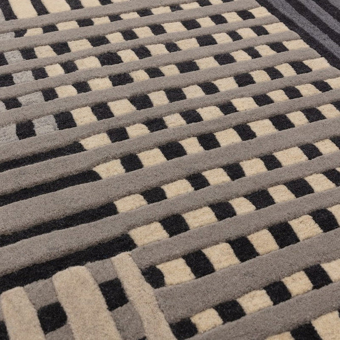 Aspect Modern Geometric Basketweave Hand-Woven High-Density Heavyweight Space-Dyed Textured Hi-Low Wool Grey/Charcoal/Beige Rug-Asiatic Carpets-Rug Love - The Most Loved Rug Store