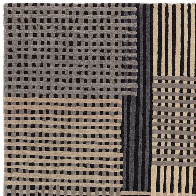 Aspect Modern Geometric Basketweave Hand-Woven High-Density Heavyweight Space-Dyed Textured Hi-Low Wool Grey/Charcoal/Beige Rug-Asiatic Carpets-Rug Love - The Most Loved Rug Store