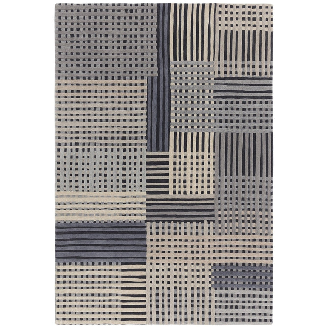 Aspect Modern Geometric Basketweave Hand-Woven High-Density Heavyweight Space-Dyed Textured Hi-Low Wool Grey/Charcoal/Beige Rug-Asiatic Carpets-Rug Love - The Most Loved Rug Store