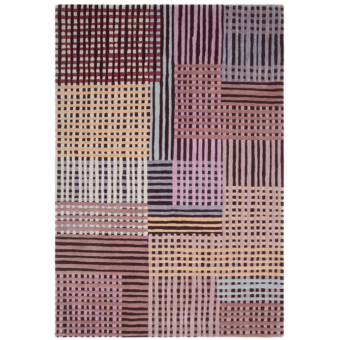 Aspect Modern Geometric Basketweave Hand-Woven High-Density Heavyweight Space-Dyed Textured Hi-Low Wool Red Multicolour Rug-Asiatic Carpets-Rug Love - The Most Loved Rug Store