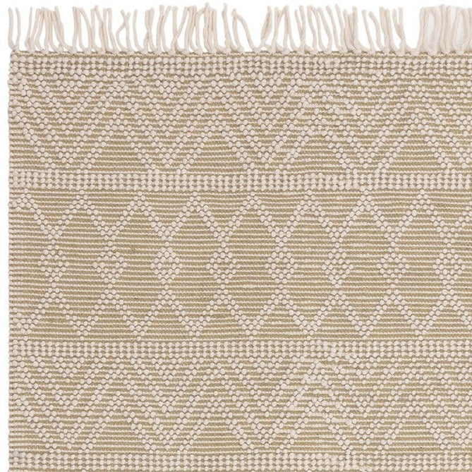 Asra Modern Boho Geometric Hand-Woven Textured Hi-Low Ribbed Bobbled Wool Fringe Flatweave Beige/Cream Rug-Asiatic Carpets-Rug Love - The Most Loved Rug Store