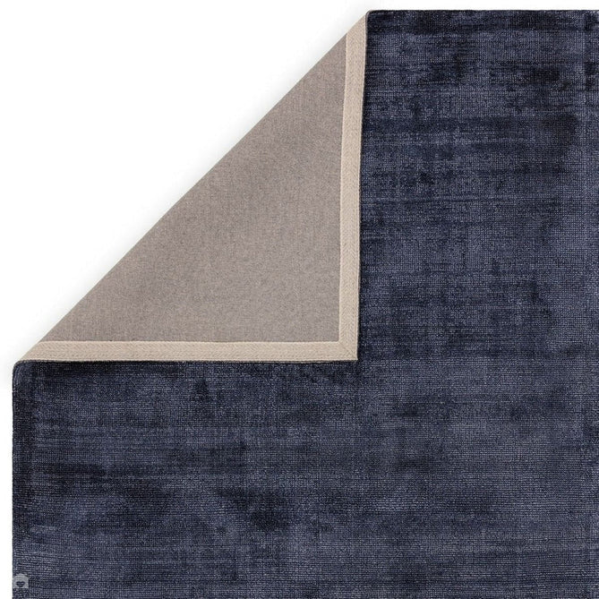 Aston Modern Plain Distressed Shimmer Hand-Woven Textured Loop Pile Viscose Flatweave Navy Rug-Asiatic Carpets-Rug Love - The Most Loved Rug Store