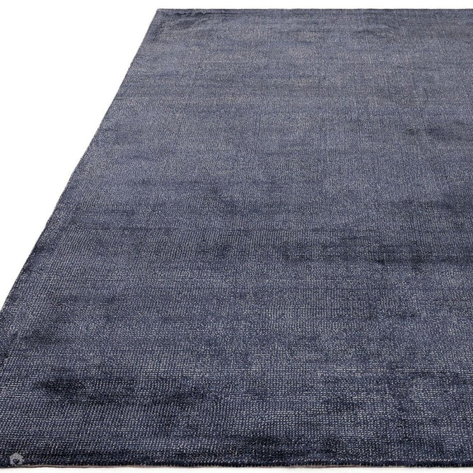 Aston Modern Plain Distressed Shimmer Hand-Woven Textured Loop Pile Viscose Flatweave Navy Rug-Asiatic Carpets-Rug Love - The Most Loved Rug Store