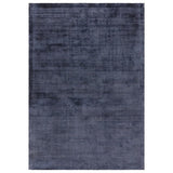 Aston Modern Plain Distressed Shimmer Hand-Woven Textured Loop Pile Viscose Flatweave Navy Rug