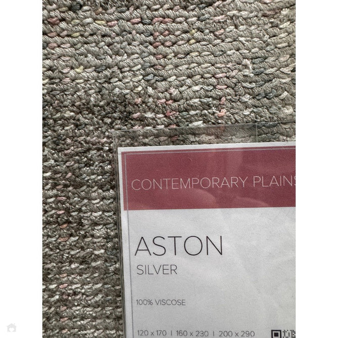 Aston Modern Plain Distressed Shimmer Hand-Woven Textured Loop Pile Viscose Flatweave Silver/Multicolour Rug-Asiatic Carpets-Rug Love - The Most Loved Rug Store