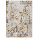 Astro 7150 J Modern Abstract Distressed Soft-Touch Woven Textured Polyester Flatweave Mustard/Grey/Cream Rug