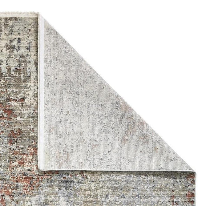 Athena 18597 Traditional Abstract Vintage Distressed Shimmer Soft-Touch Low Profile Short Pile Grey/Terracotta Rug-Think Rugs-Rug Love - The Most Loved Rug Store