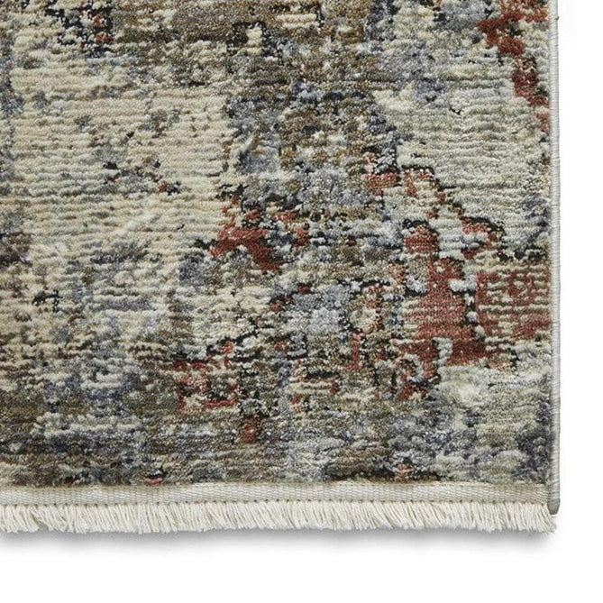 Athena 18597 Traditional Abstract Vintage Distressed Shimmer Soft-Touch Low Profile Short Pile Grey/Terracotta Rug-Think Rugs-Rug Love - The Most Loved Rug Store
