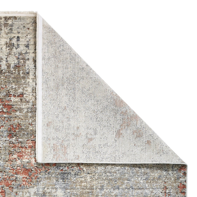 Athena 18597 Traditional Abstract Vintage Distressed Shimmer Soft-Touch Low Profile Short Pile Grey/Terracotta Rug-Think Rugs-Rug Love - The Most Loved Rug Store