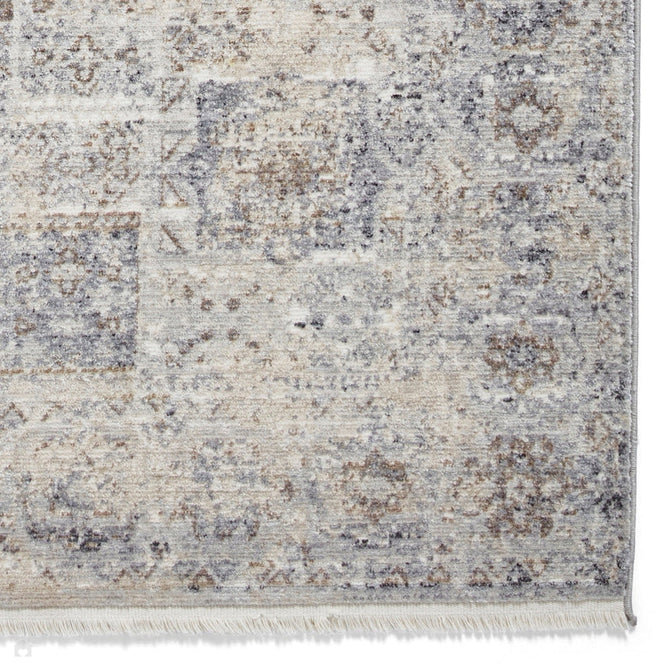 Athena 18599 Traditional Vintage Distressed Shimmer Medallion Border Soft-Touch Low Profile Short Pile Grey/Blue Rug-Think Rugs-Rug Love - The Most Loved Rug Store