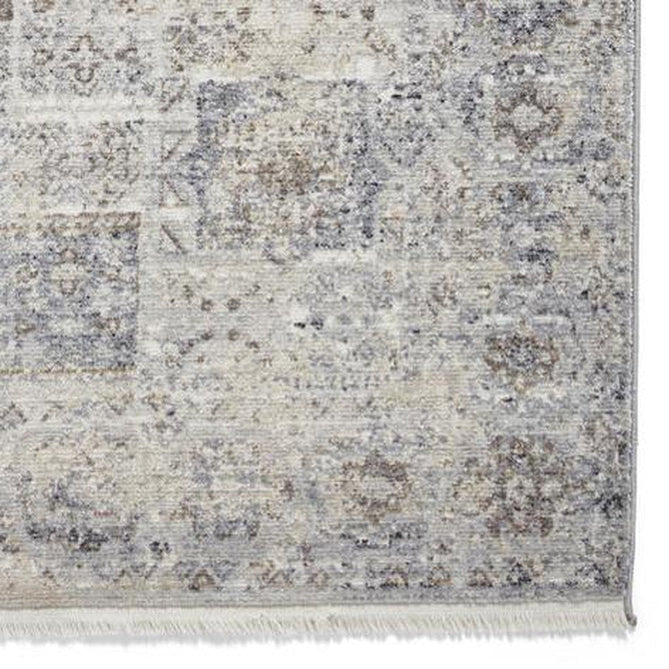Athena 18599 Traditional Vintage Distressed Shimmer Medallion Border Soft-Touch Low Profile Short Pile Grey/Blue Rug-Think Rugs-Rug Love - The Most Loved Rug Store