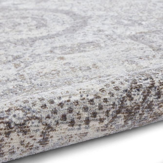 Athena 18599 Traditional Vintage Distressed Shimmer Medallion Border Soft-Touch Low Profile Short Pile Grey/Blue Rug-Think Rugs-Rug Love - The Most Loved Rug Store