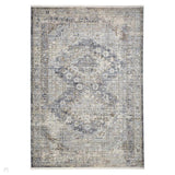 Athena 18739 Traditional Vintage Distressed Medallion Border Grey/Ivory/Taupe/Steel Blue Rug 160x230cm