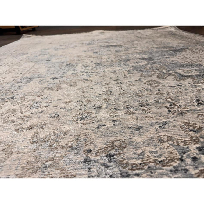 Athena 18739 Traditional Vintage Distressed Shimmer Medallion Border Soft-Touch Low Profile Short Pile Grey/Blue/Ivory/Taupe Rug-Think Rugs-Rug Love - The Most Loved Rug Store