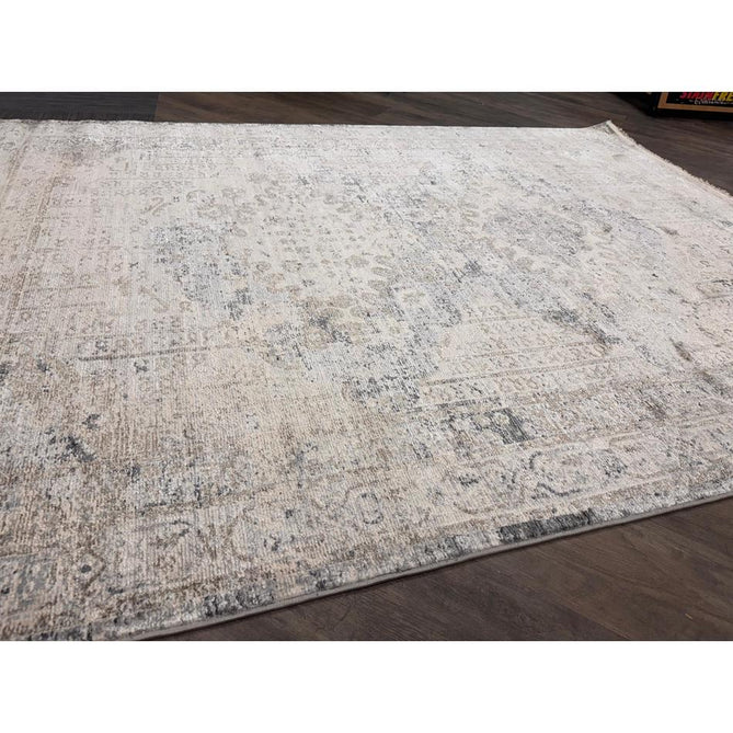 Athena 18739 Traditional Vintage Distressed Shimmer Medallion Border Soft-Touch Low Profile Short Pile Grey/Blue/Ivory/Taupe Rug-Think Rugs-Rug Love - The Most Loved Rug Store
