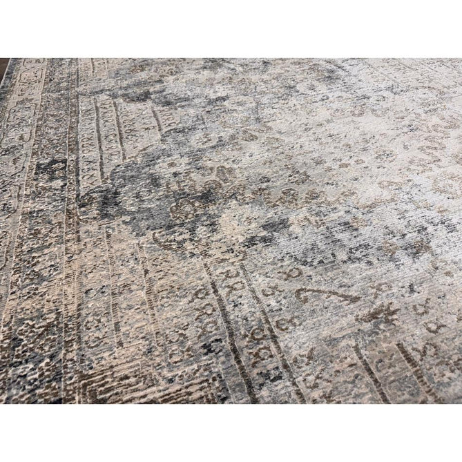 Athena 18739 Traditional Vintage Distressed Shimmer Medallion Border Soft-Touch Low Profile Short Pile Grey/Blue/Ivory/Taupe Rug-Think Rugs-Rug Love - The Most Loved Rug Store
